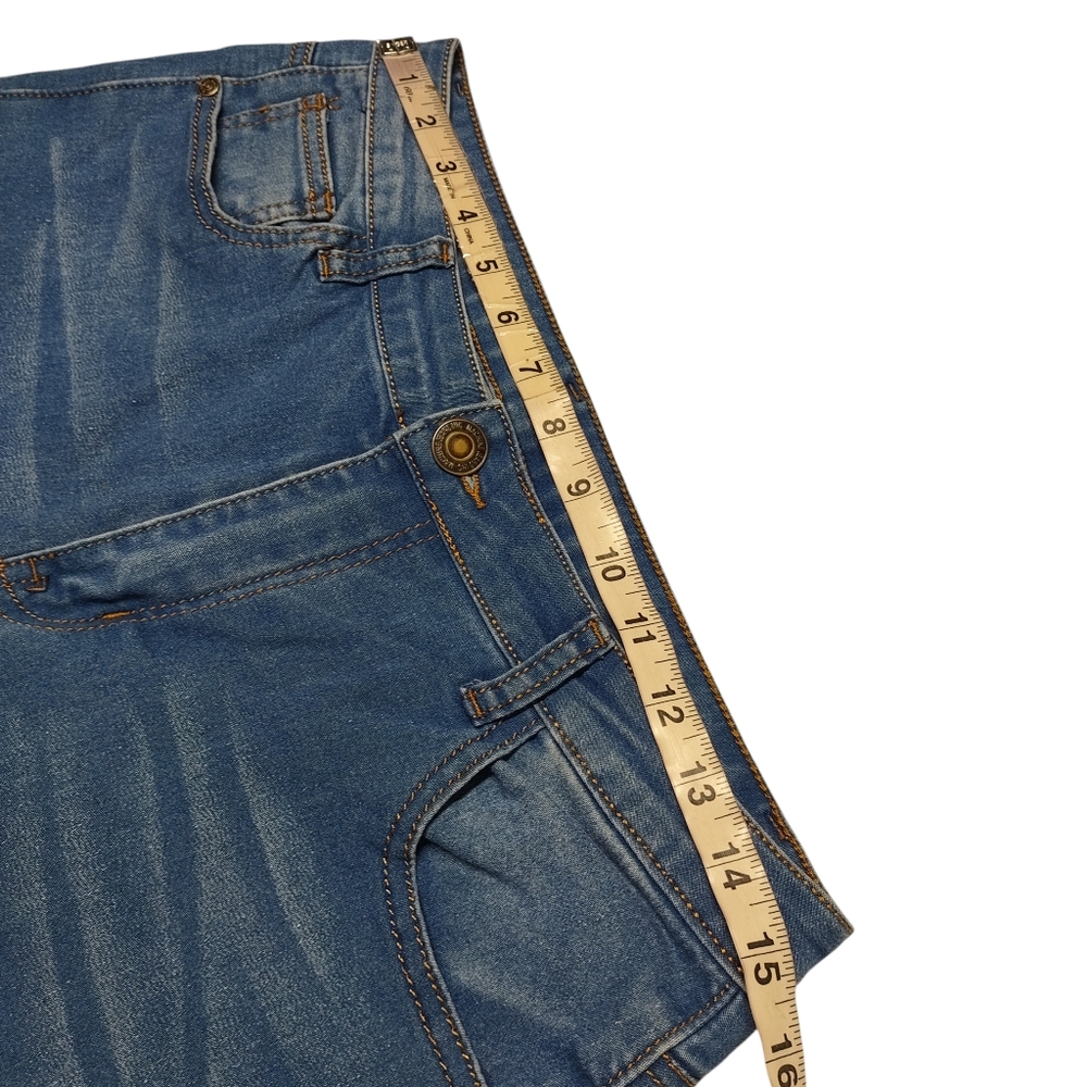 Machine Pour Neuf Mode Wide Leg Jeans Blue Denim Side Slit Raw Hem Size 10/12 - Picture 9 of 12